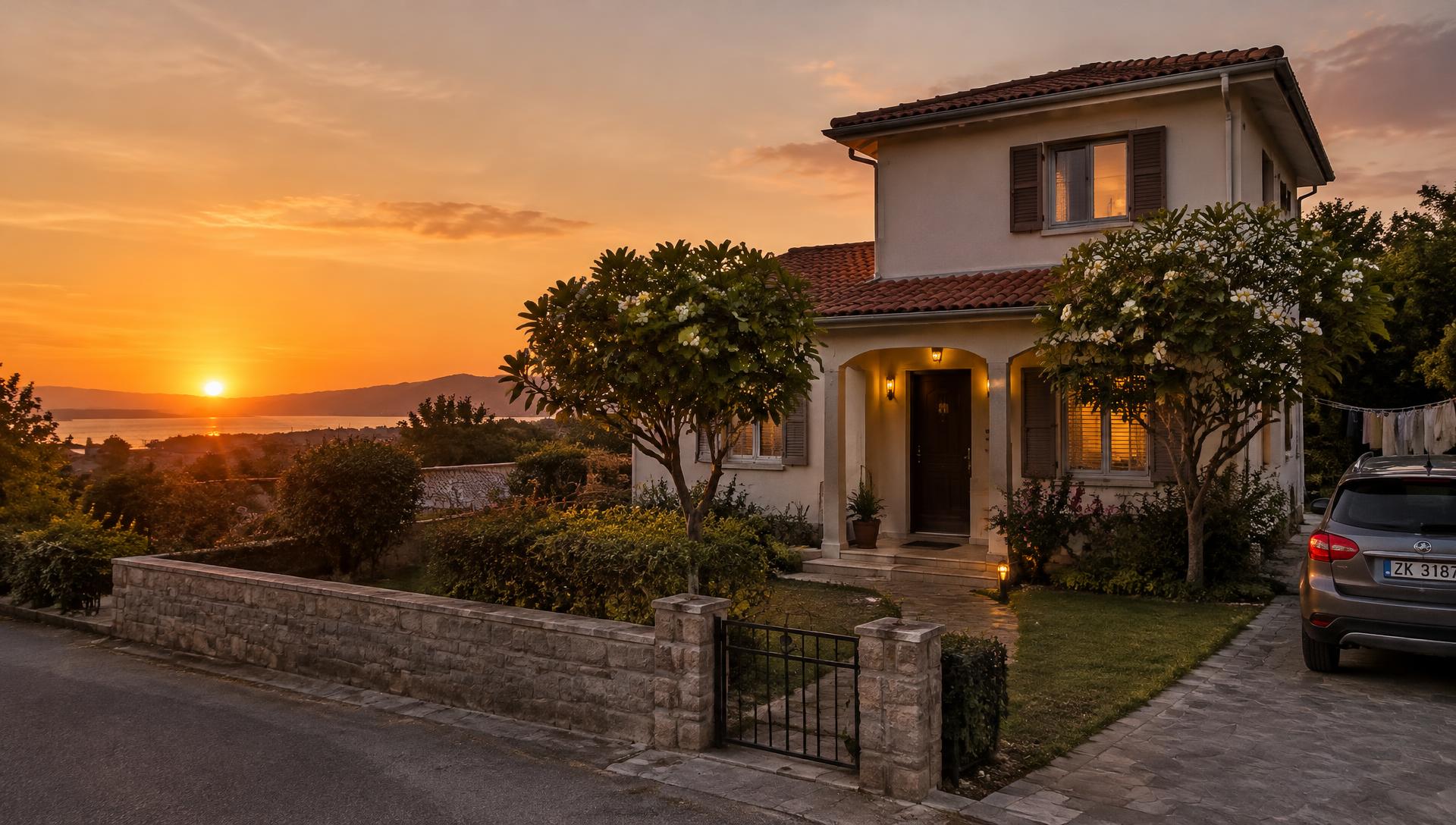 Two-bedroom family home villa at sunset